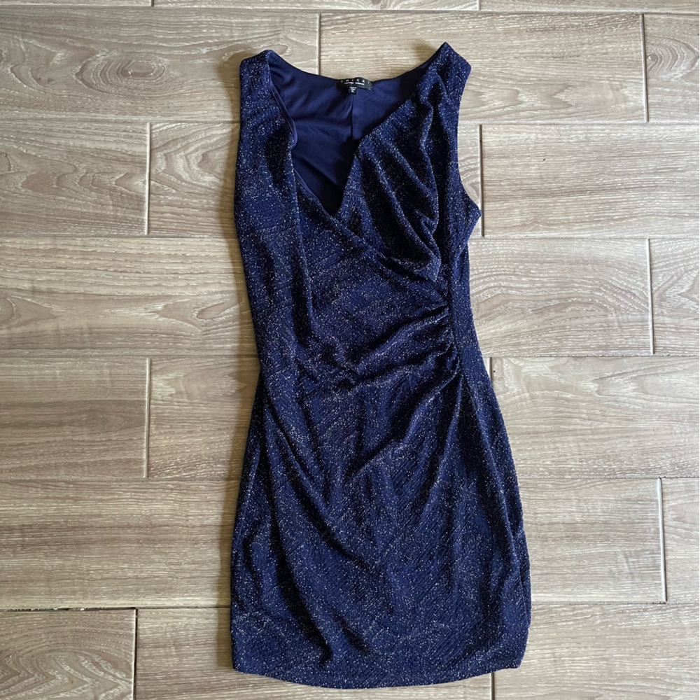 Navy Blue Sleeveless Mini Dress Shimmer Elegant byTRIXXI Size X Large lined chic